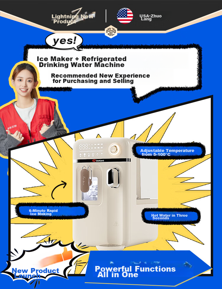 Zhuolang Mini Ice Maker for Home, Dormitory, And Small Spaces - All-In Cooling + Heating + Ice Making Machine 1