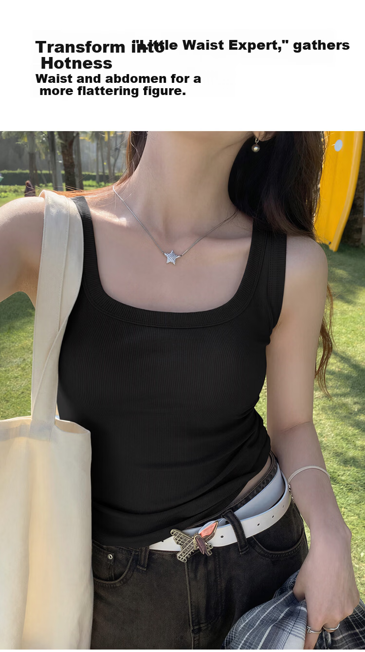 Audifine Women's Camisole Tank Top 0 Carbon Lyocell Comfortable Bare Feel Wide Shoulder Strap Side Breast Coverage Basic Gray L 6