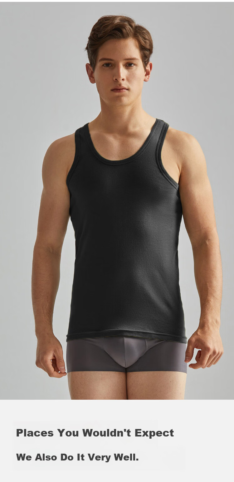 Yiershuang Vest [100% Cotton] Men's High Elasticity Summer Thin Sleeveless Casual Sports Sweat-Absorbing Breathable Base Shirt 17