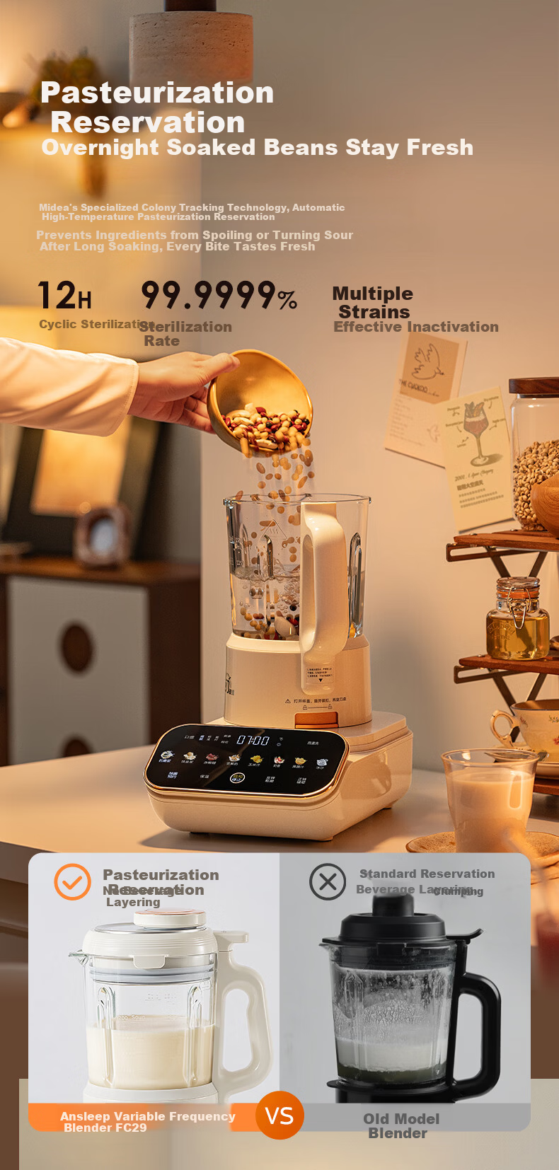 Midea Heavy-Duty New Titanium Coated Reversible Blender 1.5L Fully Automatic No-Cook Multifunction Soy Milk Maker Variable Frequency Ice Crushing Juicer MJ-FC29 13
