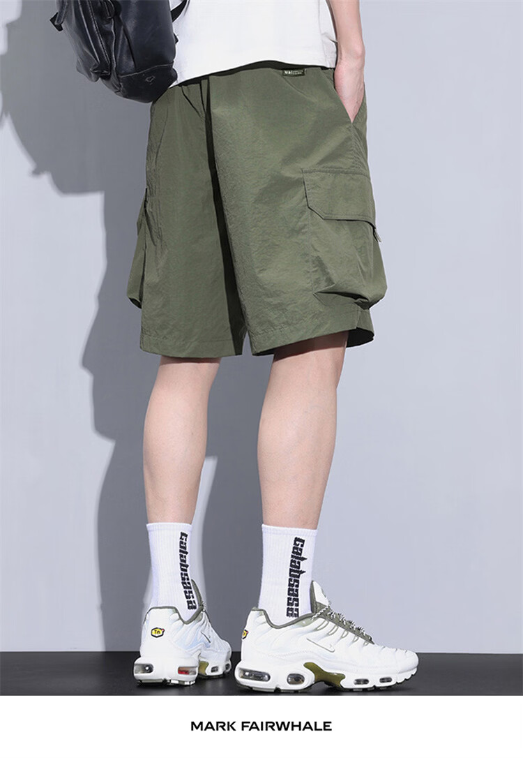 MARK FAIRWHALE Men's Summer American Style Cargo Cooling Lightweight Casual Loose Fit Five-Point Shorts, Military Green, M 6