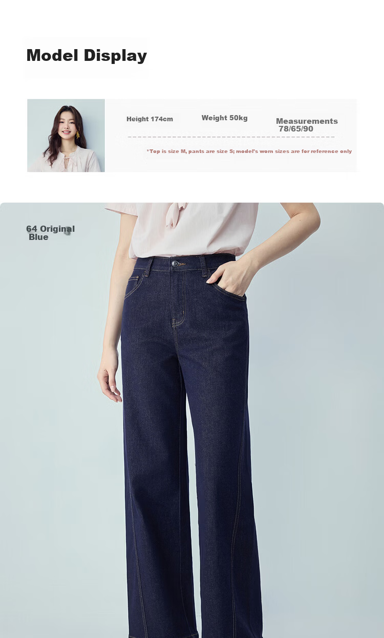 Giordano Women's New Straight-Leg Jeans with Contrast Side Seams, Mid-Rise Natural Color Denim 13416332 13