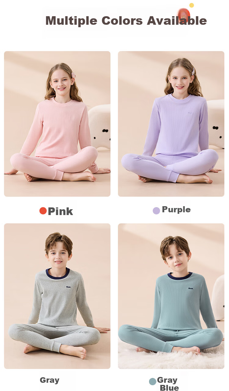 Hodo Kids Thermal Underwear 100% Cotton Antibacterial Anti-Mite Anti-Static Comfortable Autumn Set for Boys and Girls 13