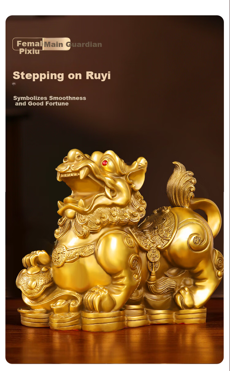 Bin Yue Brass Pixiu Figurines Male and Female Pair Large Treasure Bowl Set Home Living Room Entryway Housewarming Gift 11