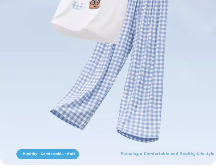 LangSha Kids Modal Pajama Set Boys Homewear Parent-Child Plaid Stylish Baby 3