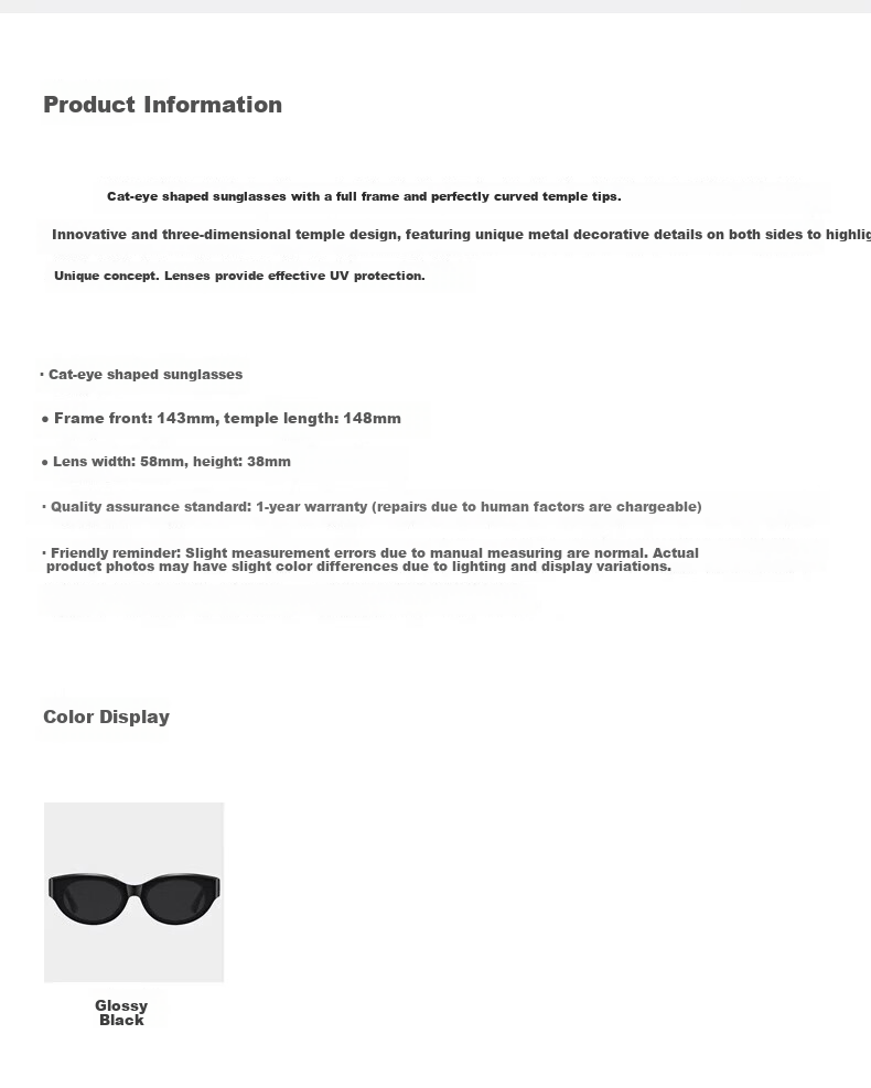 Colore.in Cat Eye Sunglasses for Women, Retro Hot Girl Style, Small Face, Small Frame, GM Glasses, 2026 New Style, UV Protection, Polarized Sunglasses 22