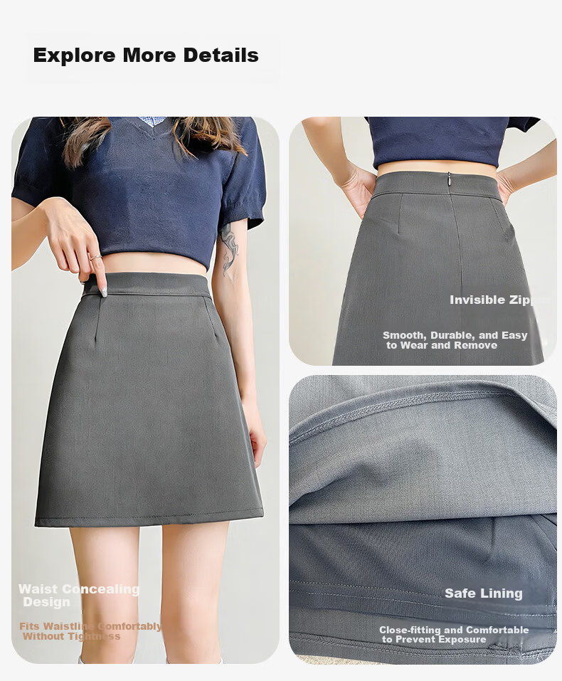 Xueqiman Women's Blazer Pencil Skirt 2026 Summer New High-Waist Slim Fit Petite A-Line Mini Skirt 9