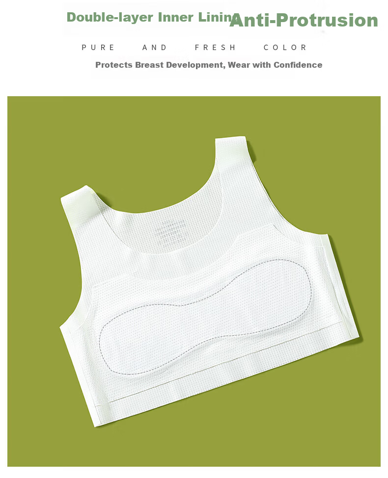 Urban Beauty 2-Pack Girls' Seamless Developmental Bras for Ages 12-16, Anti-Exposure Children's Camisoles Stage 1 7