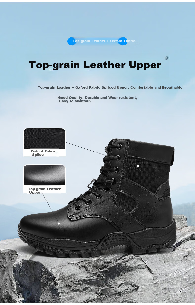Qiangren Men's Boots Jihua 3515 Original Training Boots Outdoor Anti-Puncture Windproof Sports Boots JDA24336 Black Size 46 7