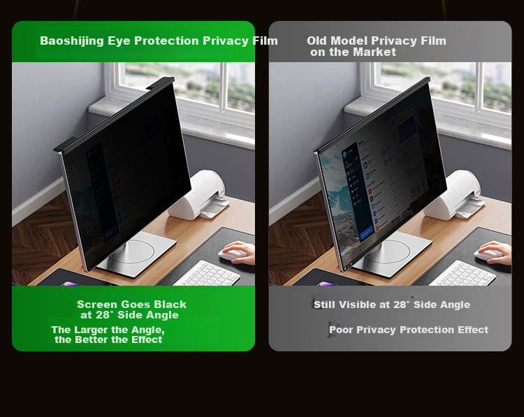 Baoshijing [Ophthalmology Center Certified] Anti-Blue Light Privacy Screen Protector for Computer Monitor 23.8-24 Inch Anti-Glare Eye Protection Film 6