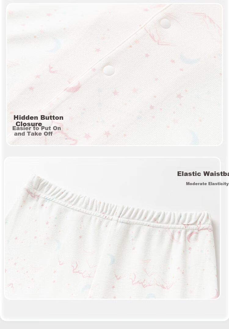 YEEHOO Lenzing Modal Children's Loungewear, Spring And Autumn Thin Air Conditioning Clothes, Boys And Girls Baby Children's Pajamas, Pink, Size 120 19