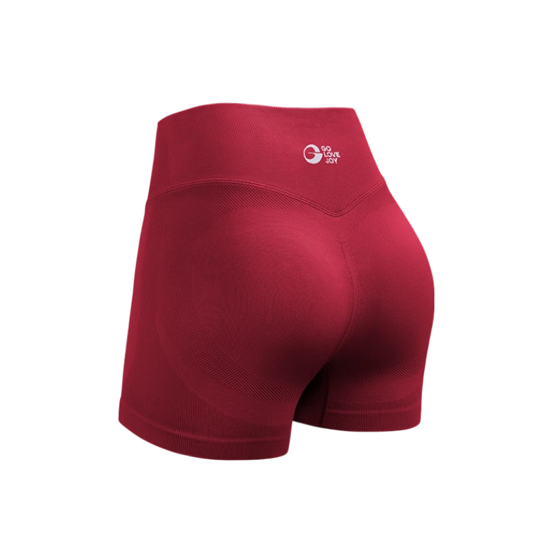 GOLOVEJOY High Waist Butt Lift Yoga Shorts High Elastic Quick-Dry Tight-Fitting Three-Quarter Sports Fitness Shorts Cherry Red S