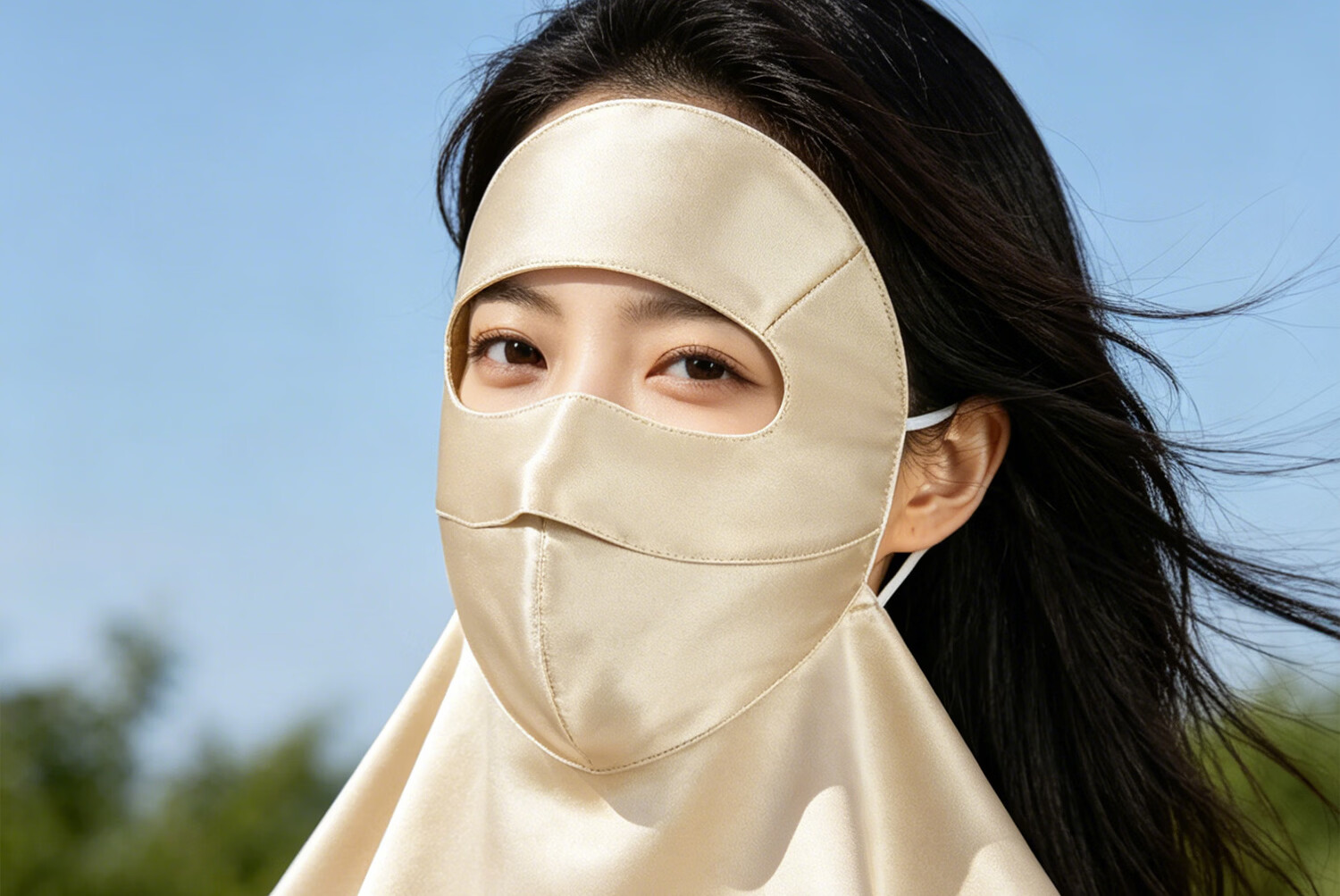 FANCET Silk Face Mask for Women Summer Full Face Sun Protection Mulberry Silk Facekin Breathable Eye Corner Neck Shoulder Guard Mask 19