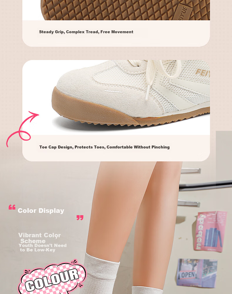 Feiyue Official Women's Casual Shoes 2026 Summer New Versatile Soft Sole Sneakers Women Beige Deep Blue Size 38 7