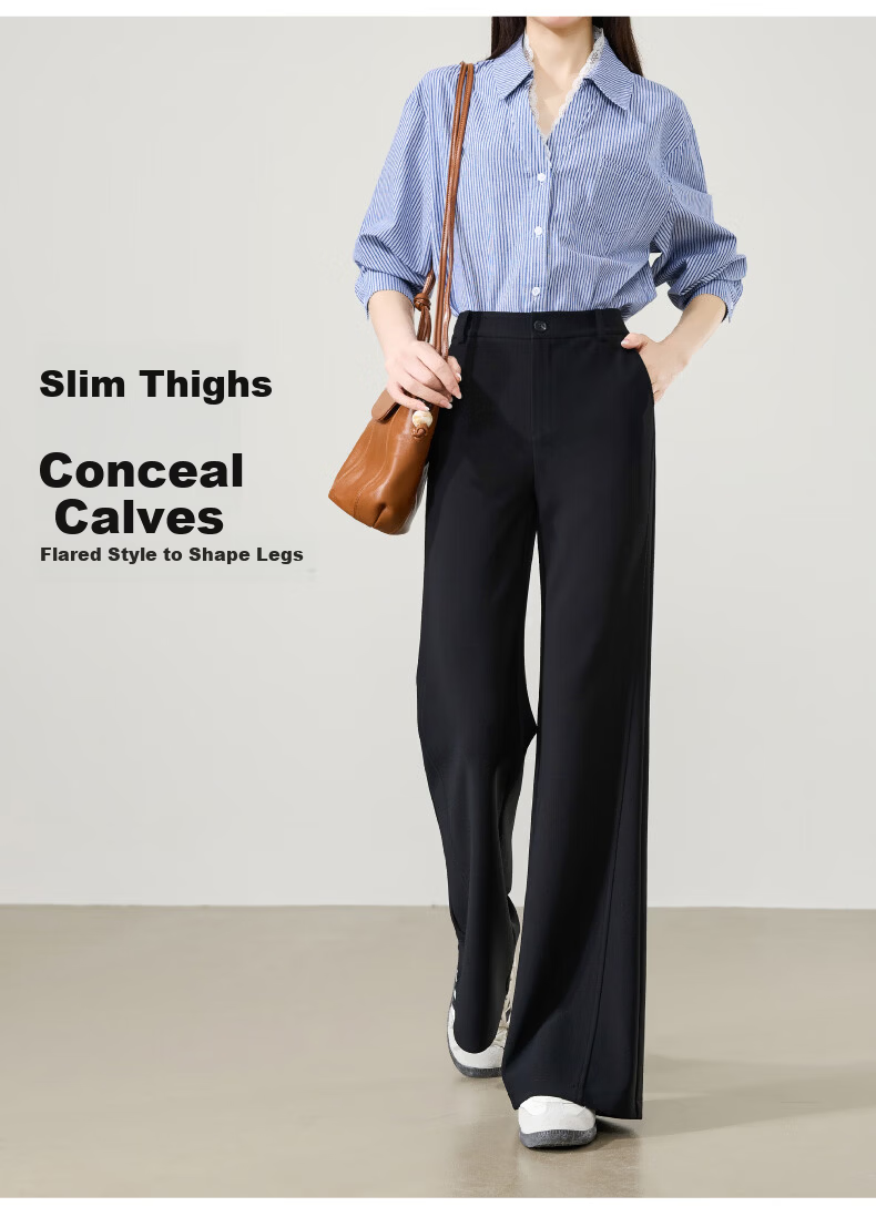 ESE-Y Women's Spring 2026 Slim Fit Stretch Office Flared Trousers Black Size 28 18