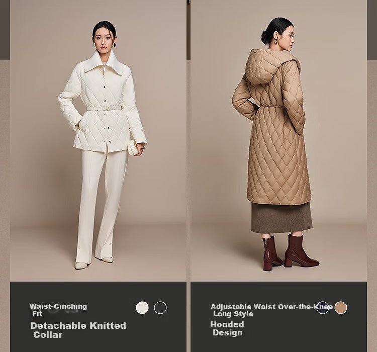 BOSIDENG Spring Autumn 90% Goose Down Lightweight Lapel Slim Fit Long Business Commuter Women's Coat 14