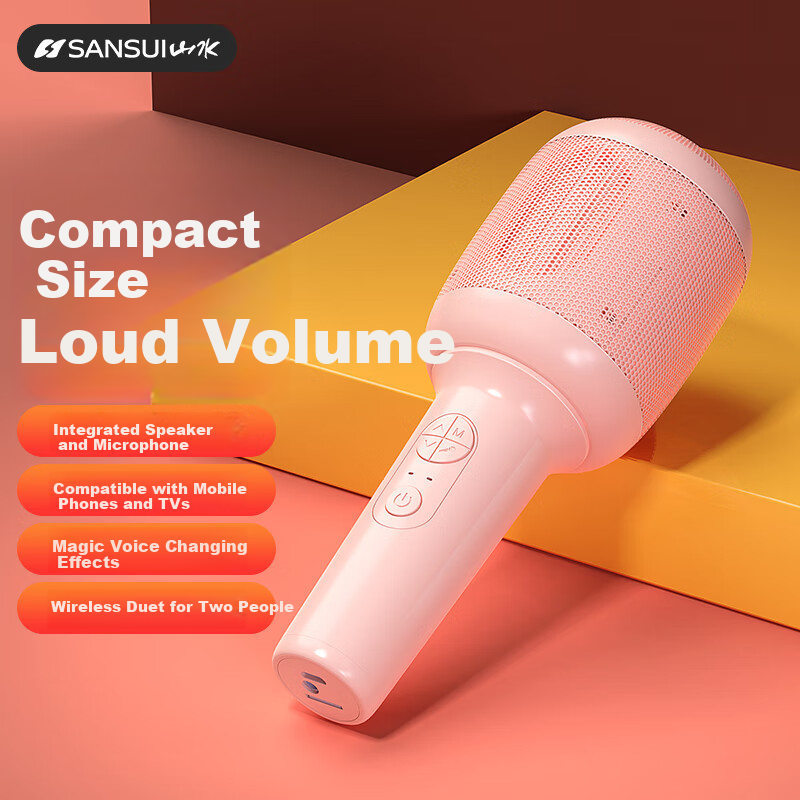 SANSUI F6 Wireless Bluetooth Microphone Speaker All-in-One KTV Home Karaoke Microphone for Kids Mobile Phone TV