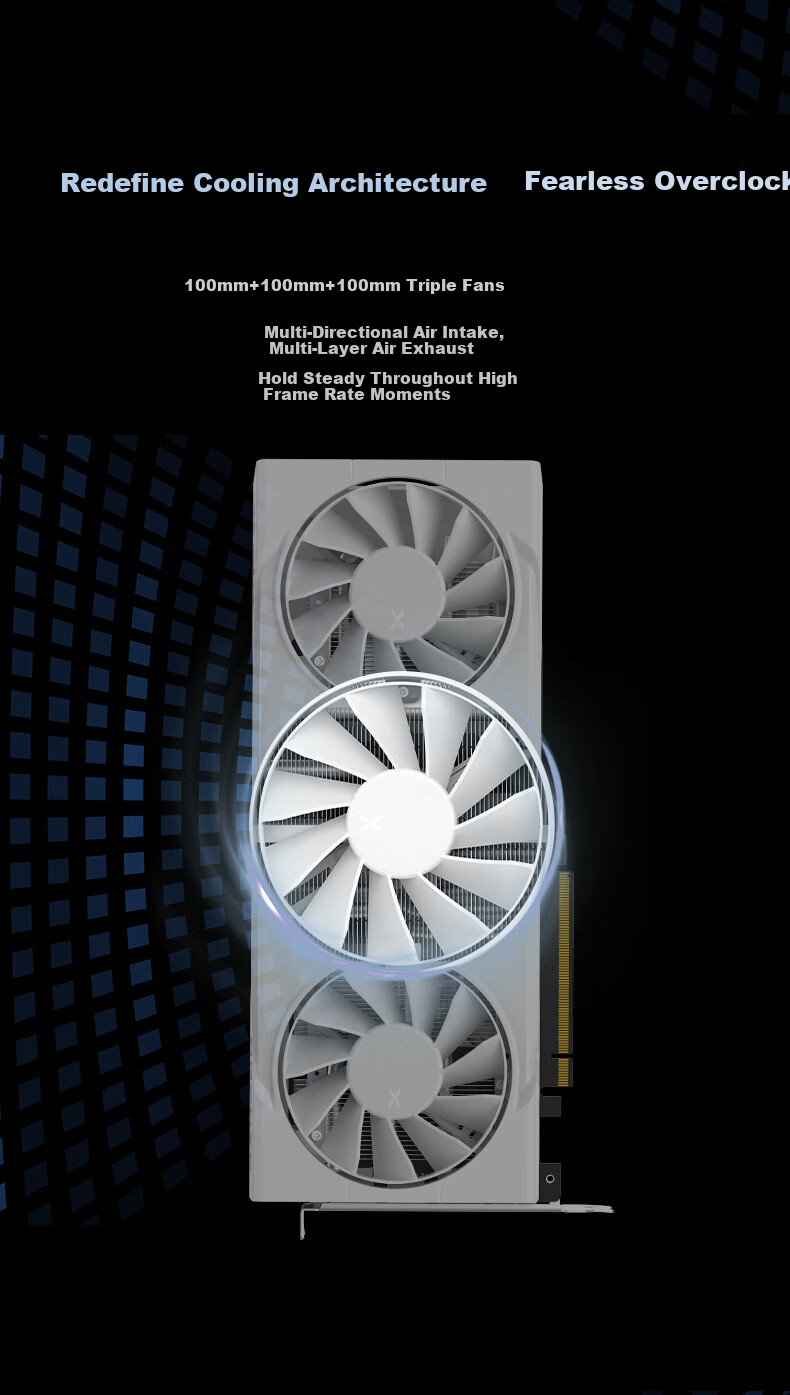 XFX AMD RADEON RX 7650 GRE Overseas Edition 8GB Black Triple Fan Gaming Desktop Graphics Card RX7650GRE 9