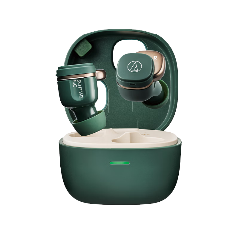 Audio-Technica SQ1TW2NC Active Noise Cancelling True Wireless Bluetooth In-Ear Earphones Wireless Charging Forest Green