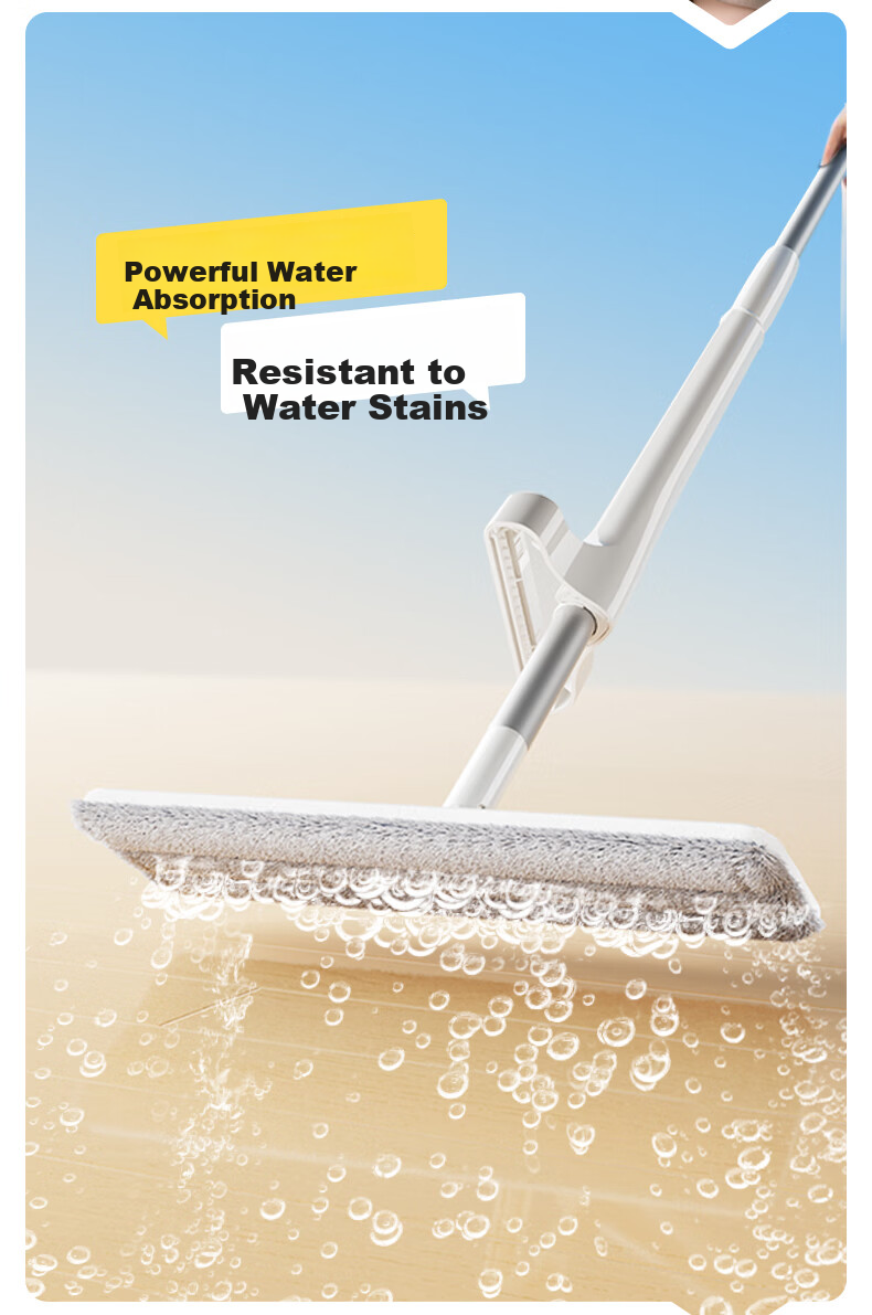 Little Seal Japanese Flat Mop 33cm with 2 Cloths, Hands-Free Washing, Household Dual-Use Wet and Dry Lazy Mop Cleaning Tool 8
