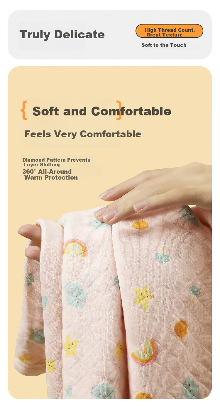 Hodohome Kids Thermal Pants Girls Antibacterial Triple-Layer Thickened Cotton Autumn Trousers Air Layer Sleep Pants 270 Pink 165 3