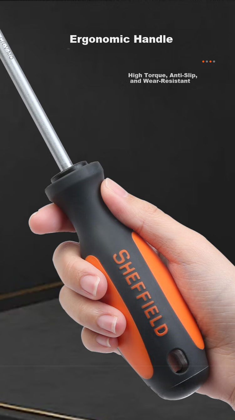 SHEFFIELD Dual-Color Handle Parallel Flathead Screwdriver 2.0×50mm S056401 10