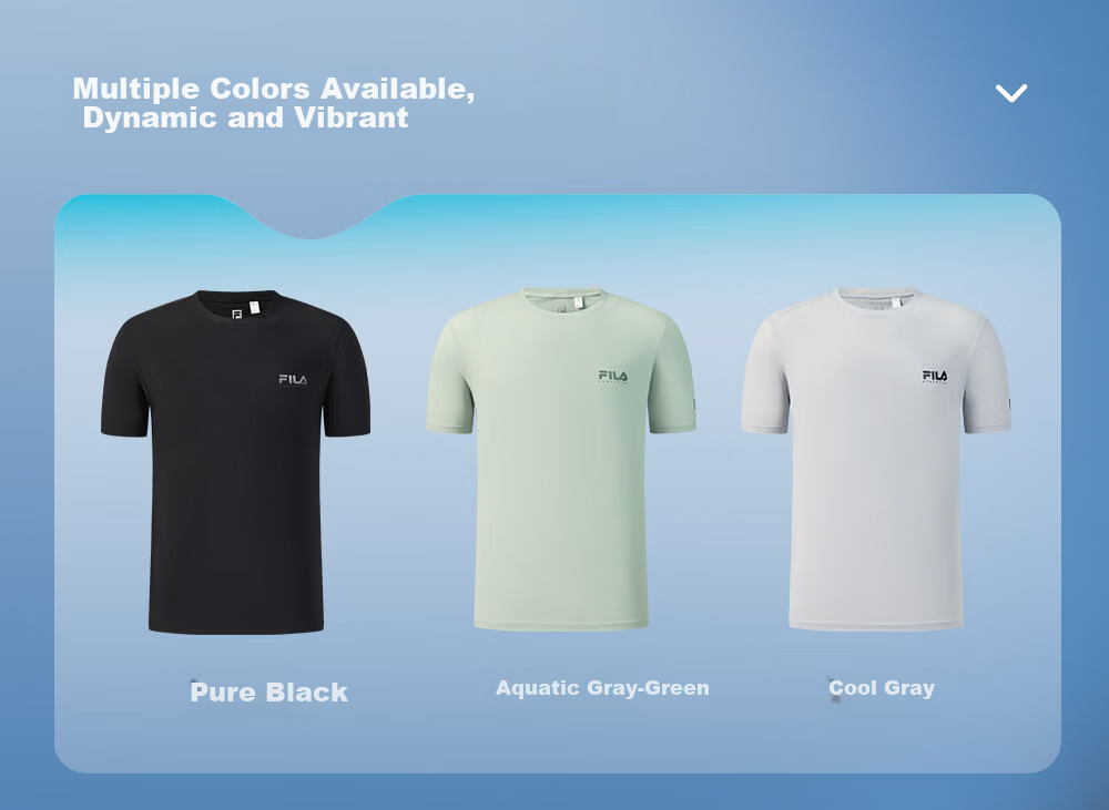 FILA Official Men's Short Sleeve T-Shirt 2026 Summer Cooling Breathable Round Neck Sun Protection Sports Top 7