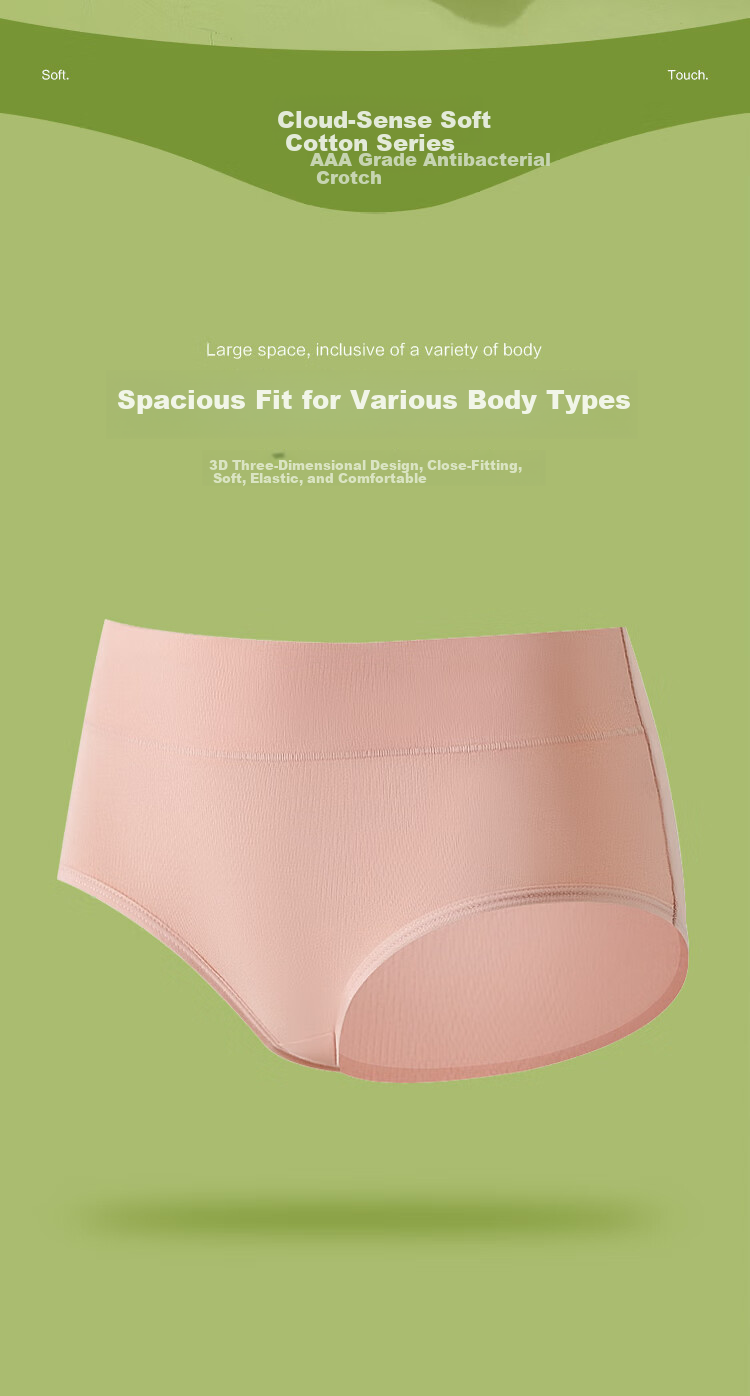 Hongdou Women's Antibacterial Cotton Spandex Breathable Stretchy Triangle Underwear 4-Pack Set 160 8