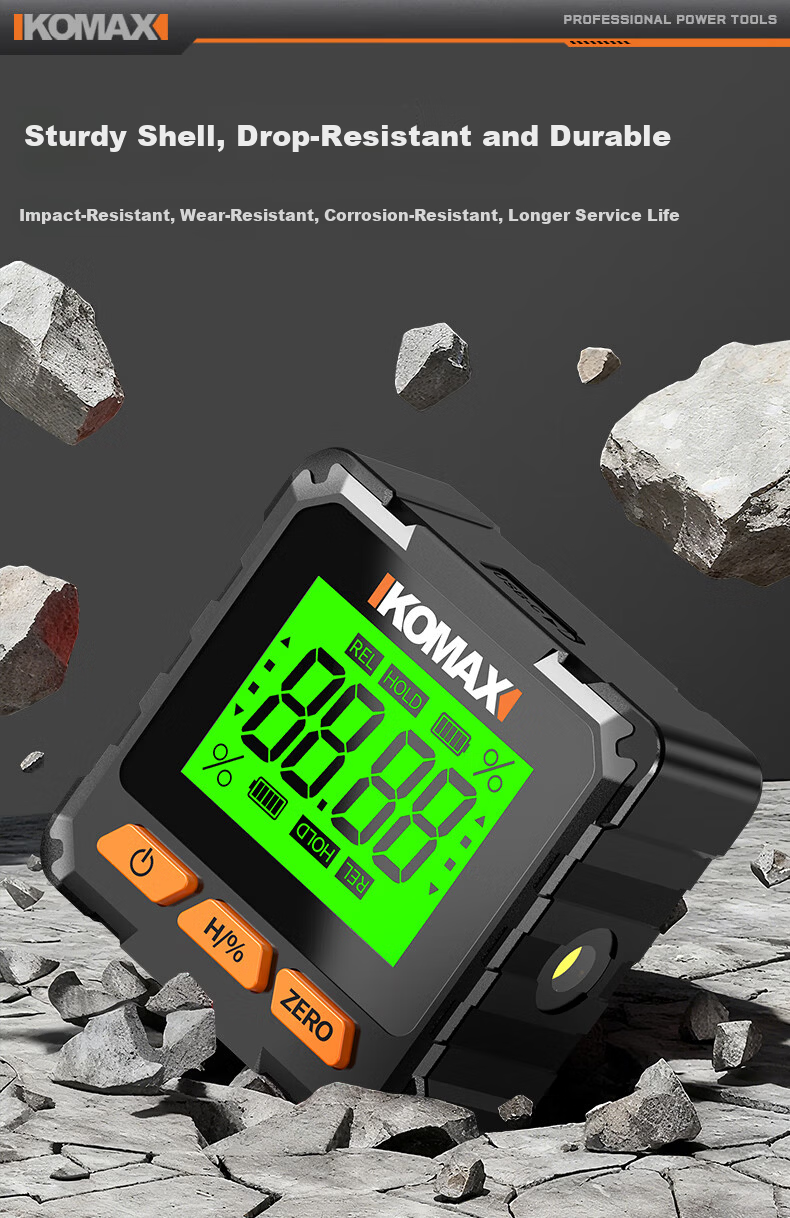 KOMAX High-Precision Digital Inclinometer Laser Level Small New Magnetic Angle Meter Multifunctional Slope Ruler 22