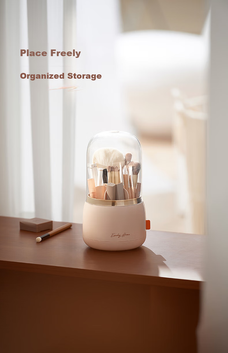EACHY Makeup Brush Storage Cylinder Dustproof High-Capacity Desktop Cosmetic Organizer Rotatable 16