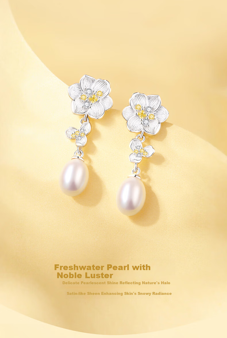 Zhenshang Silver China Gold Pearl Stud Earrings Pure Silver Jewelry 2026 New Light Luxury Birthday 520 Gift for Girlfriend S925 5