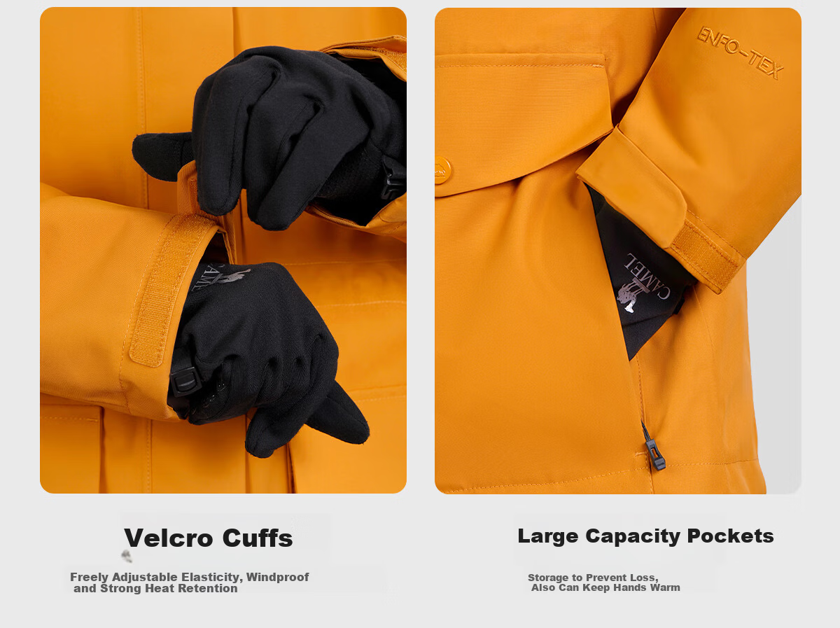 Camel Sunflower Yellow Mid-Length Women's 3-in-1 Waterproof Waist-Cinched Windbreaker Jacket 15