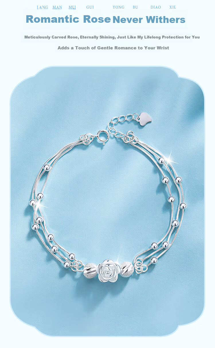 ALLOVE Three Lives Three Worlds Pure Silver Bracelet Women's 2026 New Birthday 520 Valentine's Day Gift for Girlfriend Wife 5