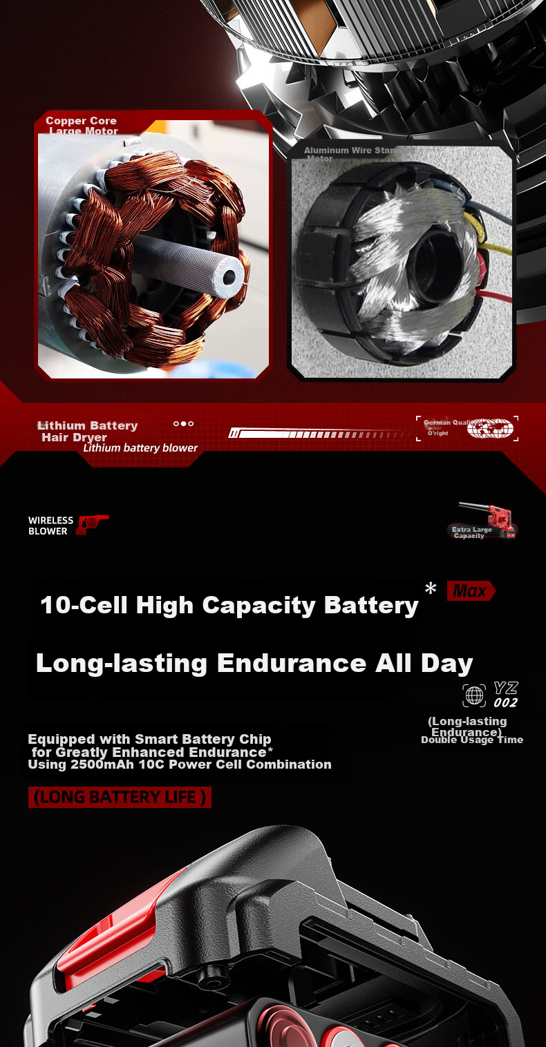 Olad Rechargeable Blower Lithium Battery Blower Dual-Use Vacuum Cleaner Industrial Home Computer Dust Blower 14