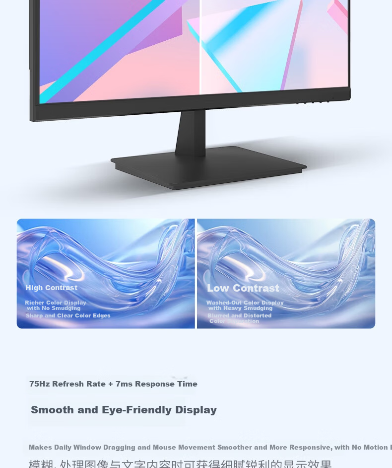 Lenovo Laiku 21.5-inch Full HD Monitor HDMI Dual Ports Slim Bezel Office Display Wall-Mountable 75Hz Refresh Rate Tool-Free Disassembly XQ22e 4