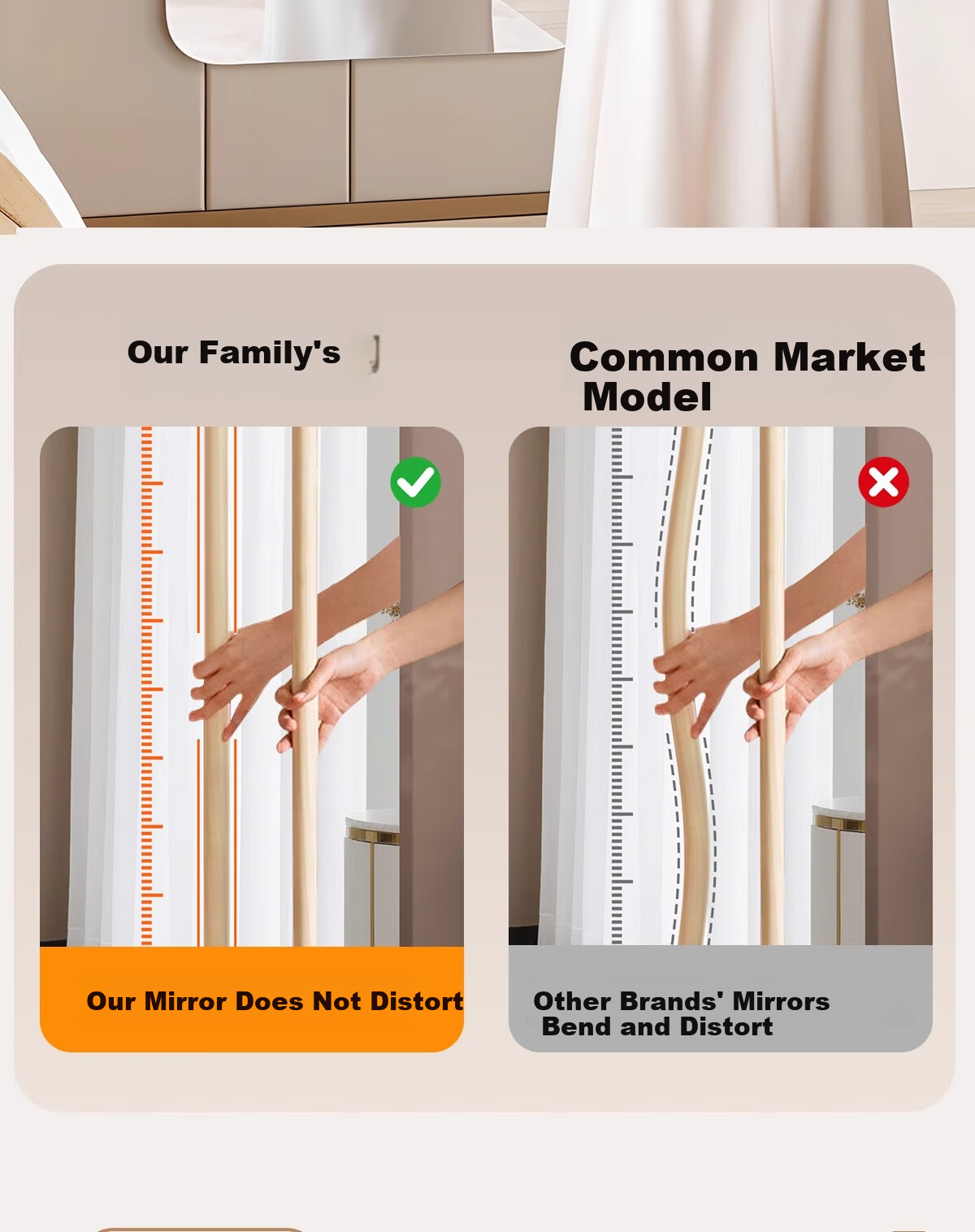Millennium Huafu Self-Adhesive Wall Mirror Full-Length Bedroom Makeup Hanging Dressing Mirror 40*120cm 8