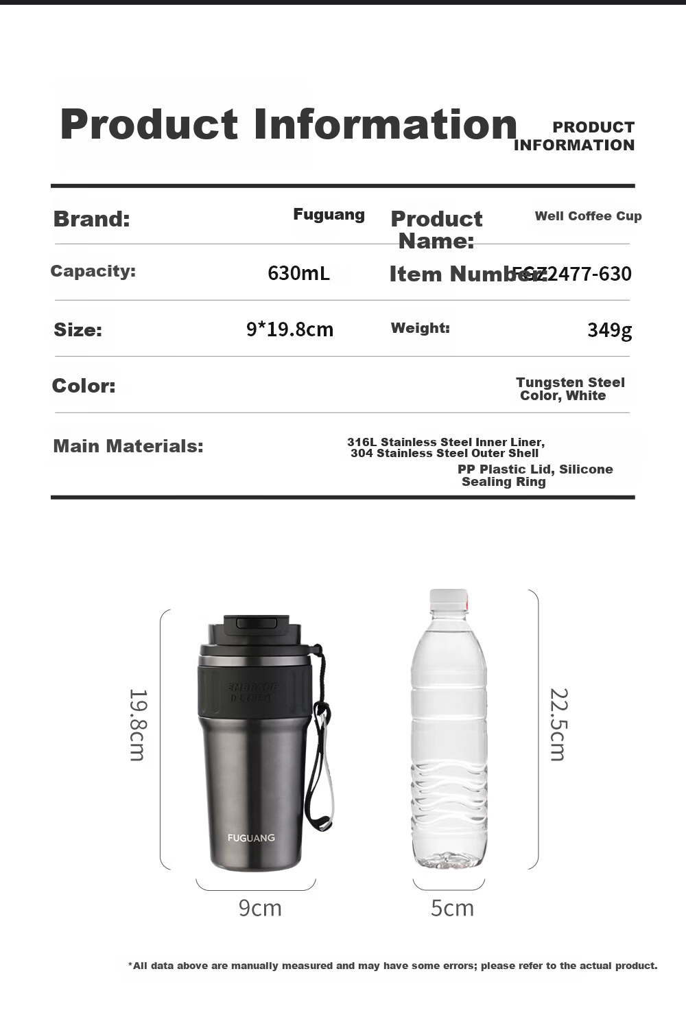 Fuguang Coffee Mug Insulated Tea Water Cup Men's Large Capacity 316L Stainless Steel Portable Car Business Tea Cup 11