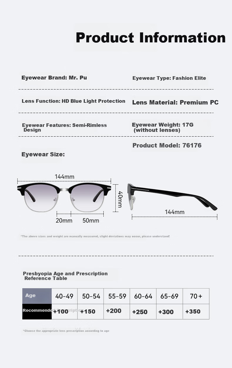 Mr.PuTian Progressive Gray Reading Sunglasses for Men, Multifocal Presbyopic Glasses, 350 Degree (Ages 70+) 8