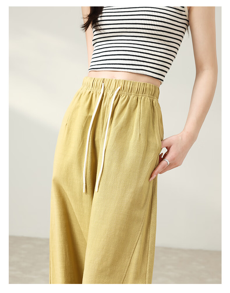 Langsha Women's Summer Wide-Leg Pants Thin High-Waist Slim Casual Loose Tencel Lyocell Straight-Leg Pants 27