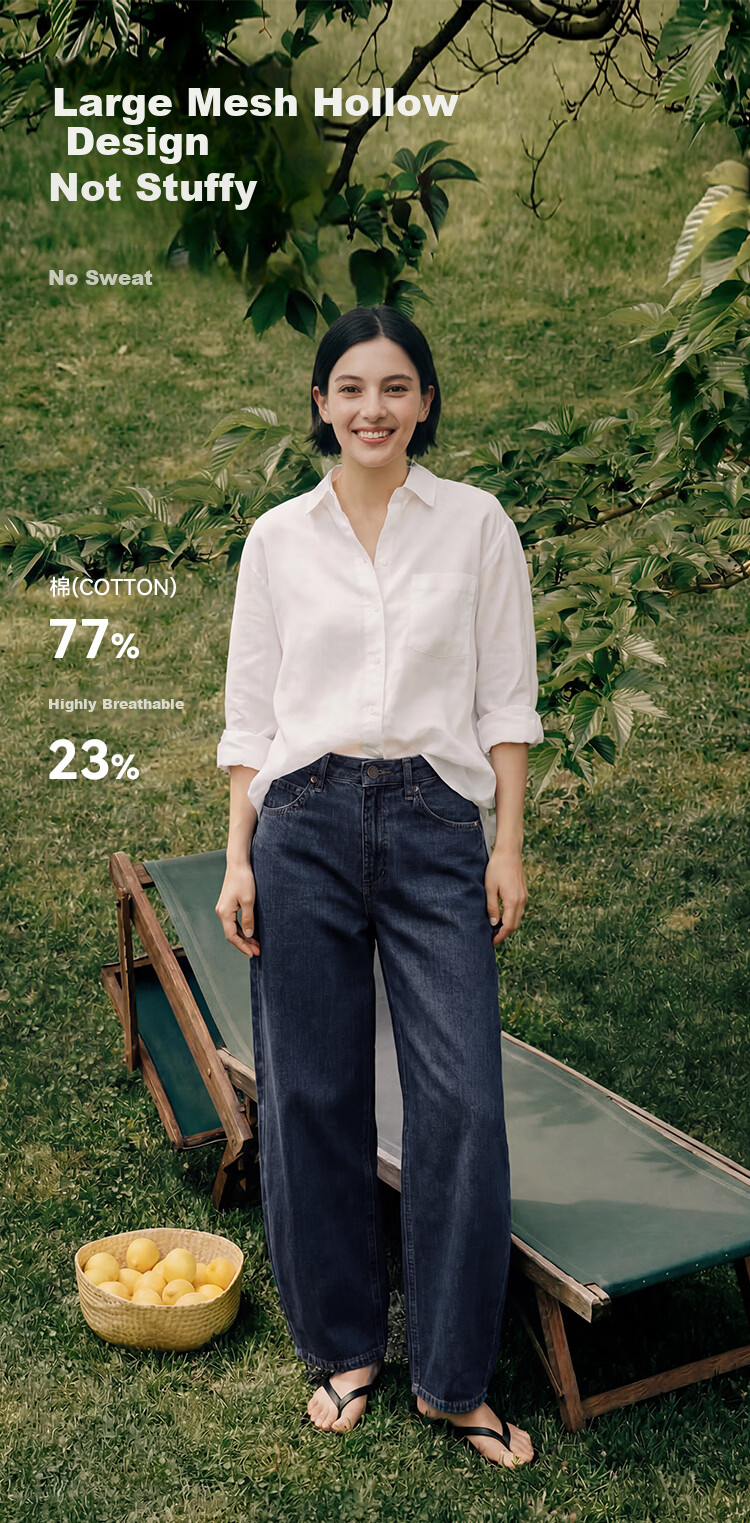 JD Jingzao Linen Curved Blade Women's Jeans Vintage Style Casual Pants 2026 New Spring Autumn Women's Trousers Retro Dark Blue 29 2
