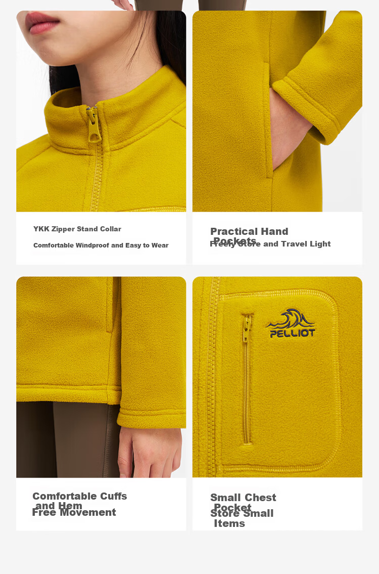 Pelliot Kids Polartec 200 Windproof Warm Fleece Jacket 135310031 Yellow Size 130 8