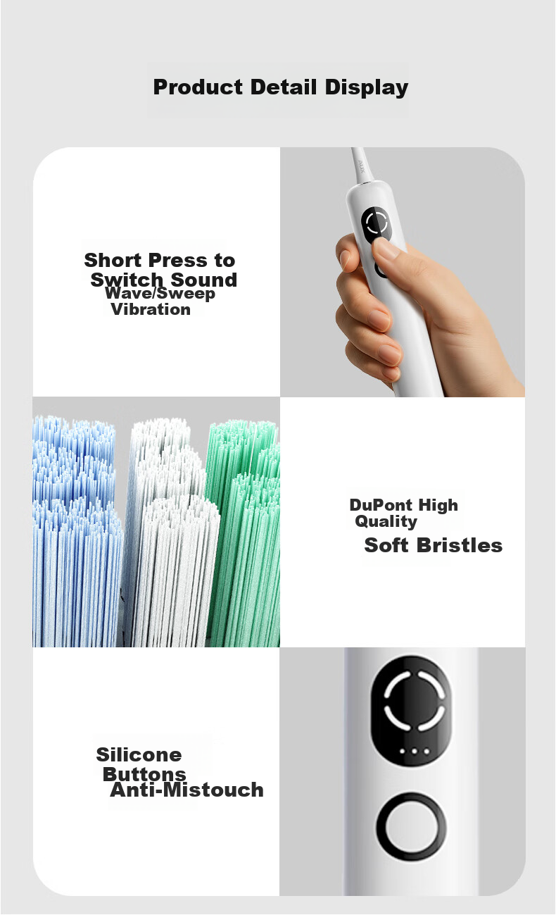 AUX S08 Electric Toothbrush - 60-Day Long Battery Life, Fast Charging, Deep Cleaning, Student/Adult Gift Recommendation, Champagne Gold - Women's Day Gift 9