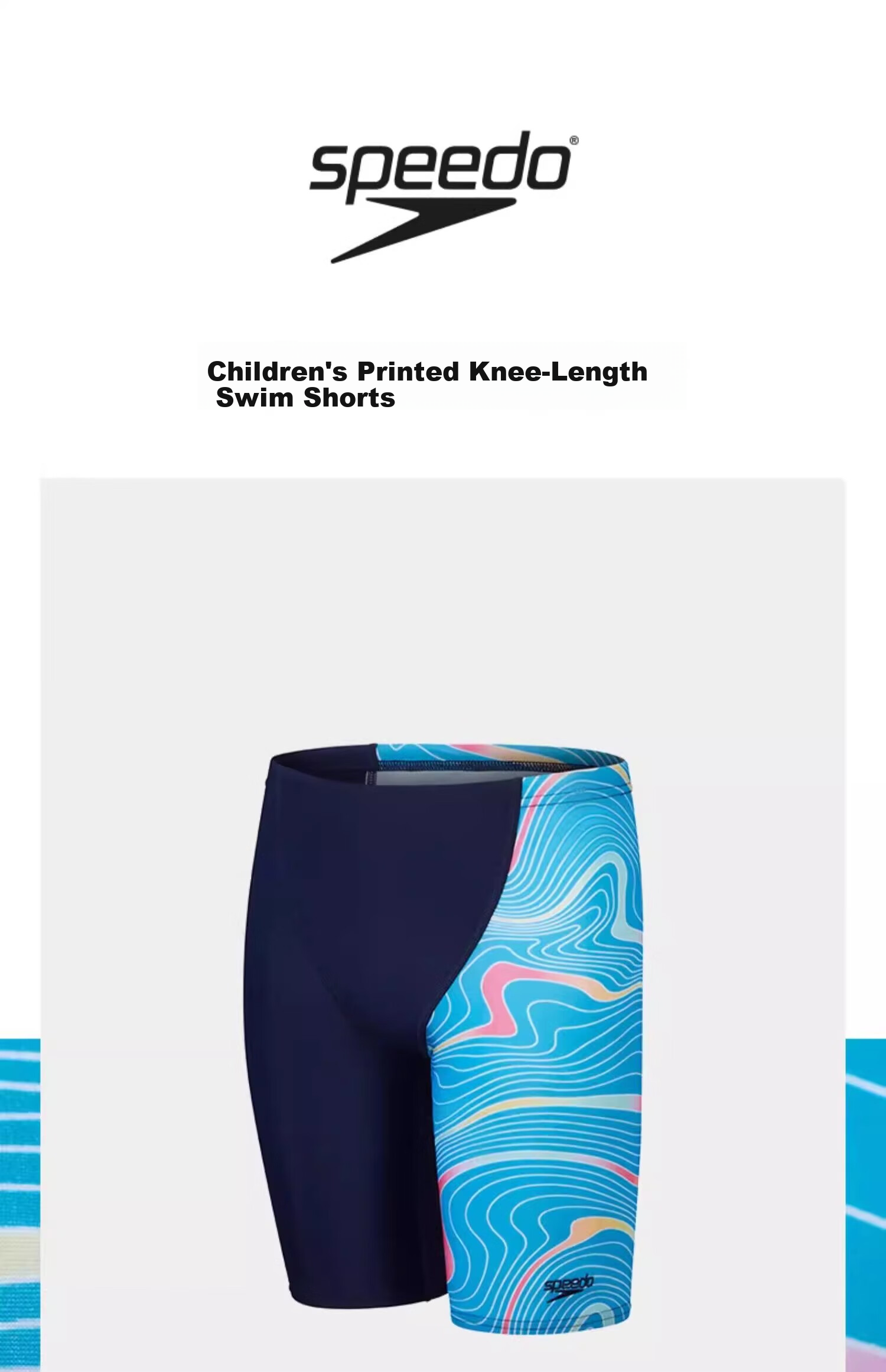 Speedo Kids Swimwear Fun Series Youth Printed Knee-Length Swim Trunks Boys Sun Protection Chlorine Resistant Blue/Dark Blue 13-14 10