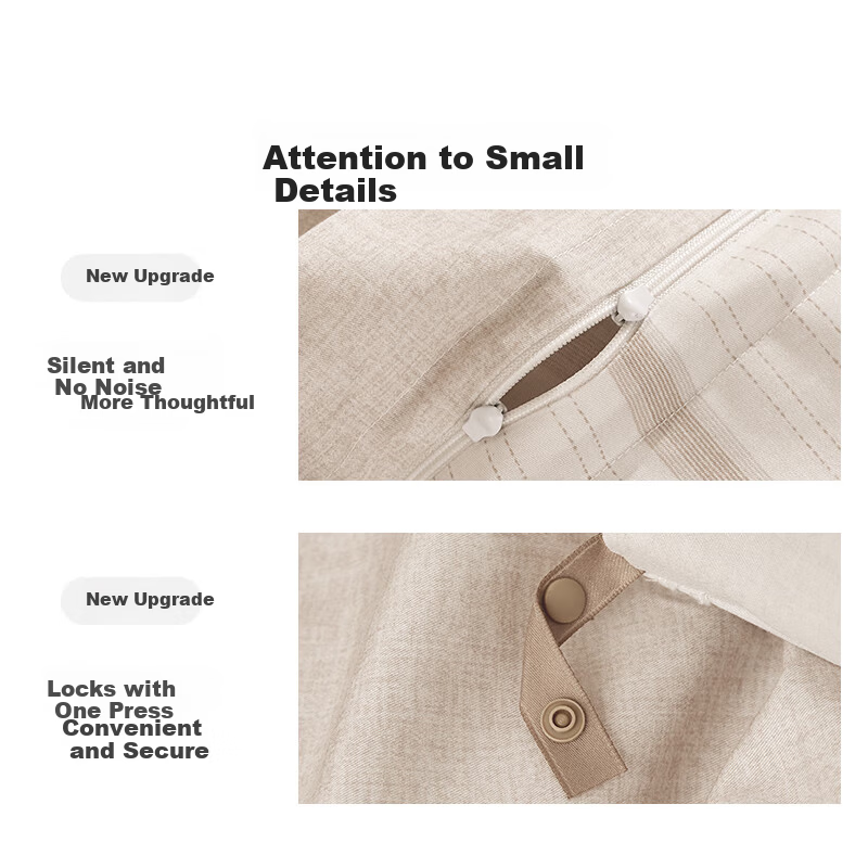 Luolai Home Textiles 100% Cotton Bedding Set 4-Piece A-Class Antibacterial Duvet Cover and Sheet Brown 220x250cm