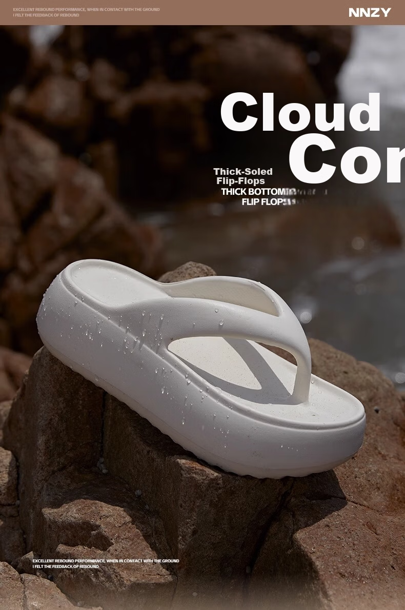 Guoluofi Cushioned Thick Sole Flip Flops for Women Summer Outdoor Fashion Height Increasing Beach Toe-Post Sandals Off-White Size 35-36 1