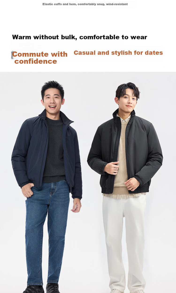 Giordano Men's Cotton Padded Outdoor Jacket New Windproof Solid Color Stand Collar Long Sleeve Cotton Jacket 01075683 12