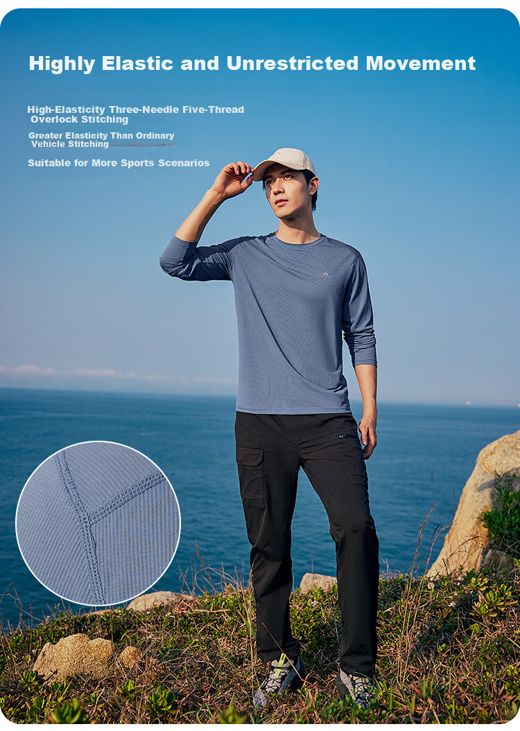 Toread Quick-Dry Moisture-Wicking Long Sleeve T-Shirt Men Outdoor Spring Summer Lightweight High Elasticity Sports Base Layer Hiking Mountaineering Shirt 6
