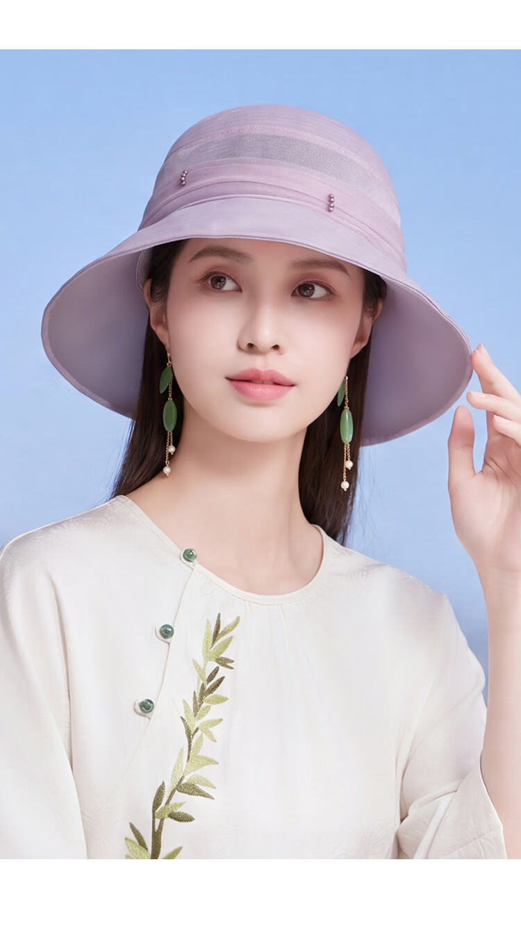 Shanghai Story Women's Silk Sun Hat Spring Summer Mulberry Silk UV Protection Sun Hat Beige Mom Gift 12