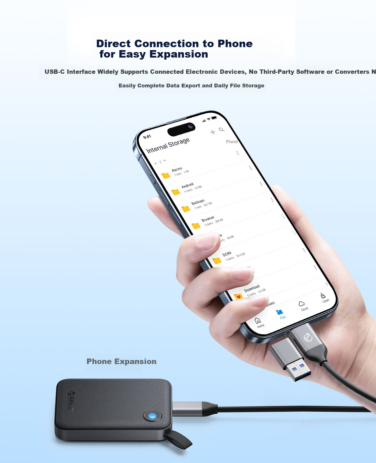 ORICO 1TB Portable SSD AirDrive for MacBook Pro Laptop iPhone 16 Apple Direct Connect 1050MB/s Z10PRO 4