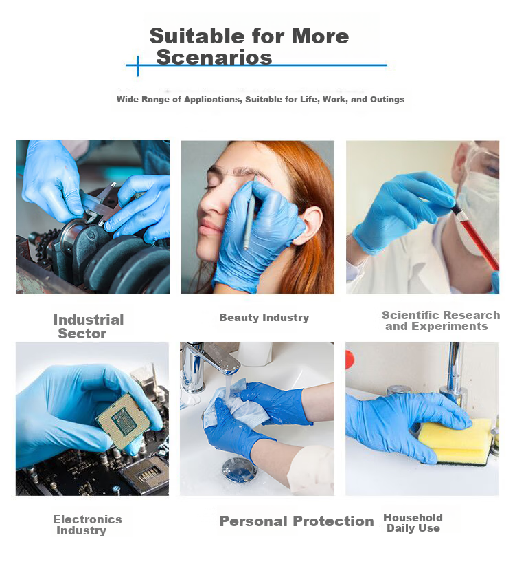 INTCO Disposable Nitrile Gloves Wear-Resistant Industrial Labor Protection 100pcs/Box Blue Small Size S 4